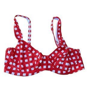 NEW Size 8 DD/E Sea Level Swim Le Damier Red White Gingham Underwire Swim Top
